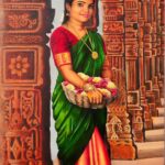 flower-woman-temple-art-painting