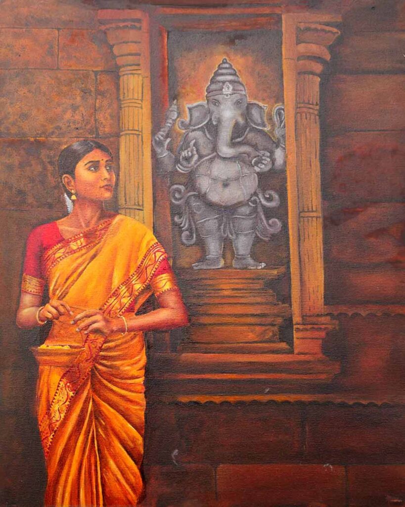 prayer-to-god-temple-art-painting