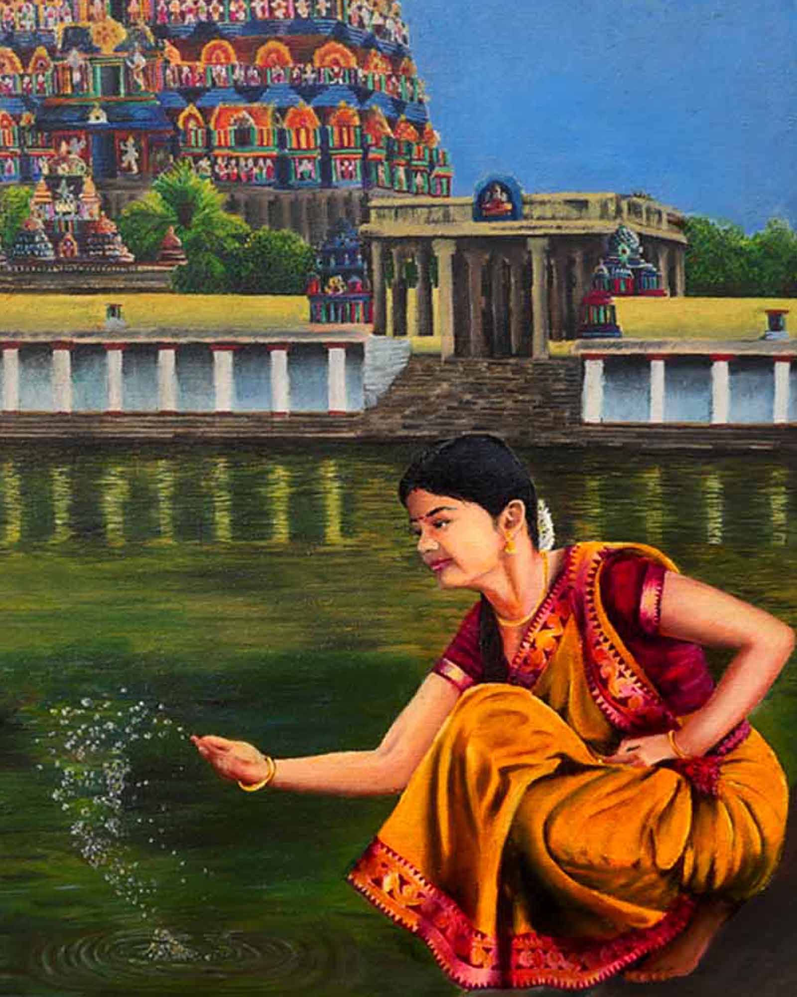 sprinkling-water-temple-art-painting