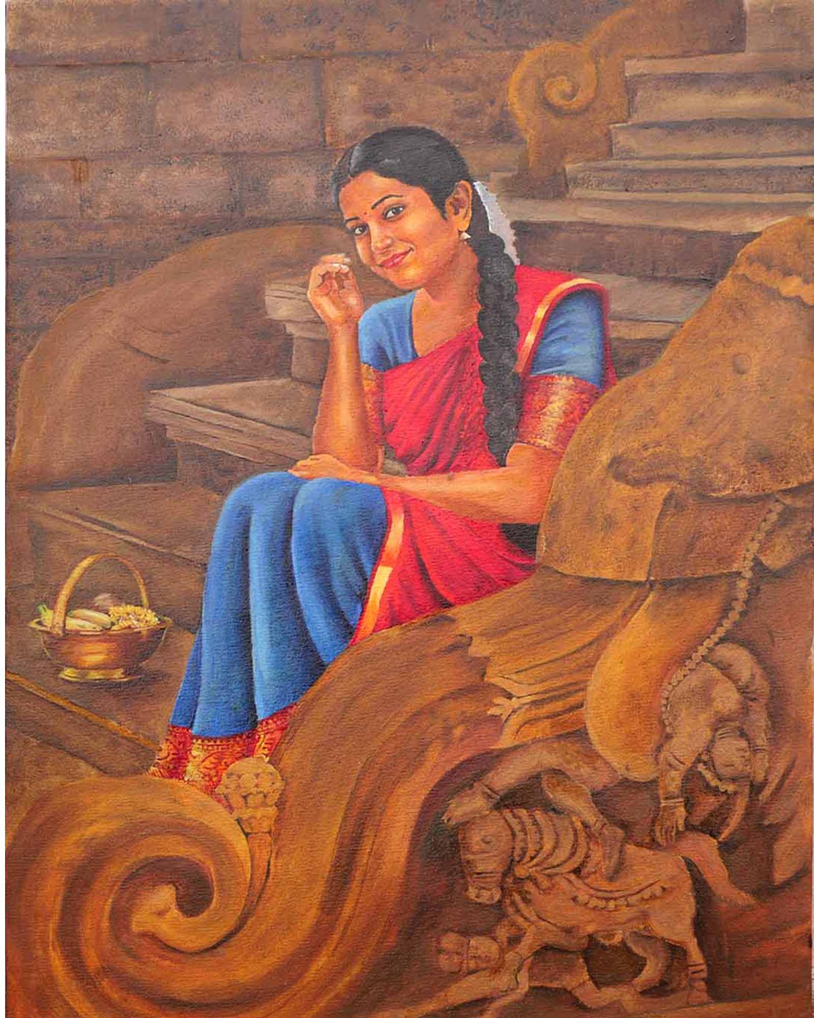 tamil-traditional-woman-smile-in-steps